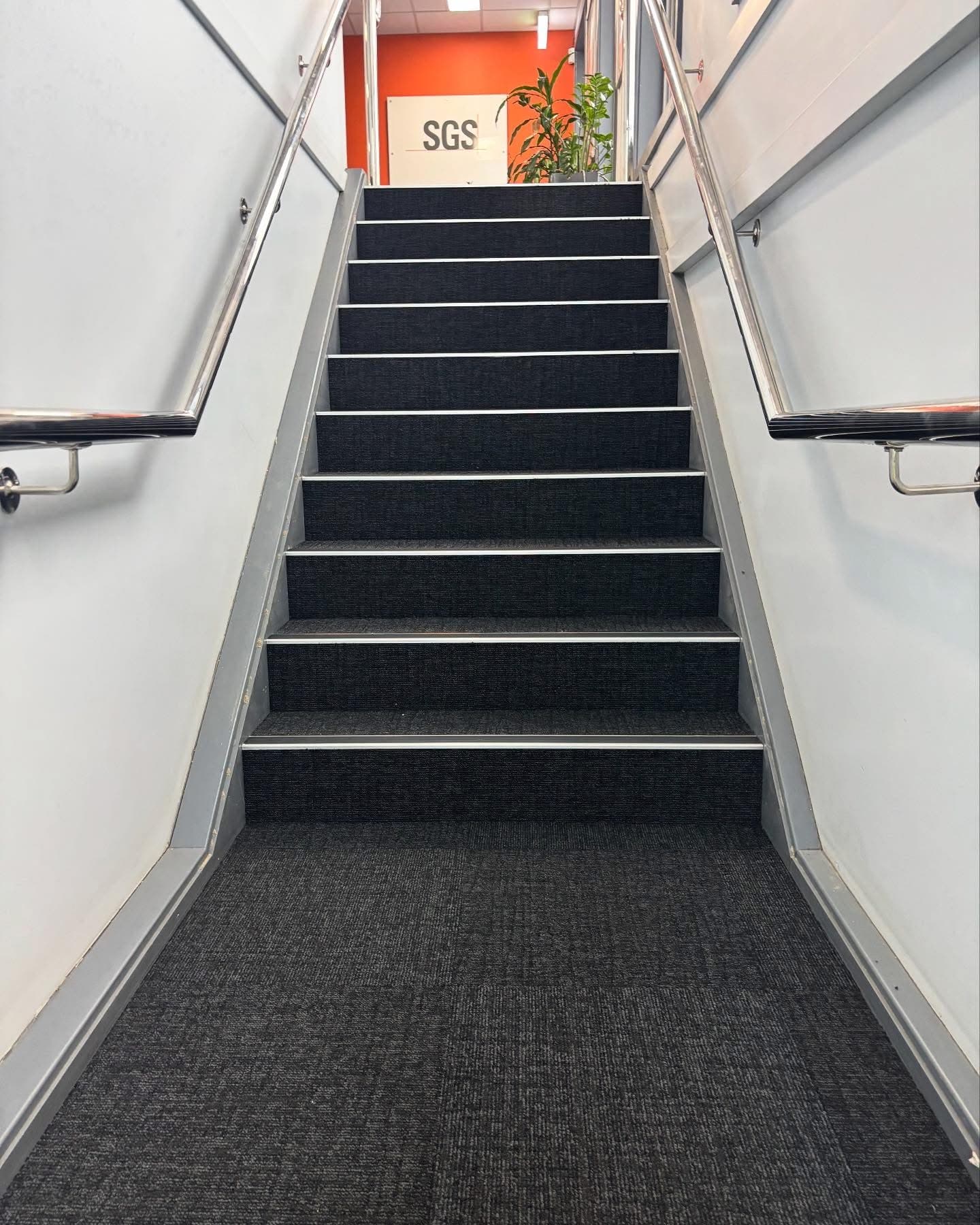 Staircase carpet tile installation — SGS Newcastle